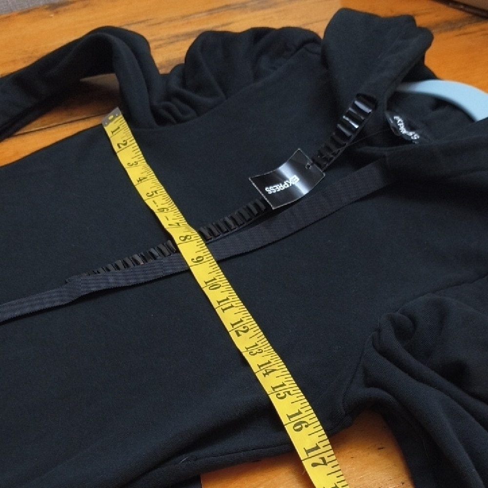 Express Black Long Sleeve Sweater Dress Balloon Sleeve Contemporary Y2k - Picture 11 of 12